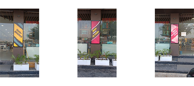 Vinyl wall art installation transforming an office wall with custom printed graphics