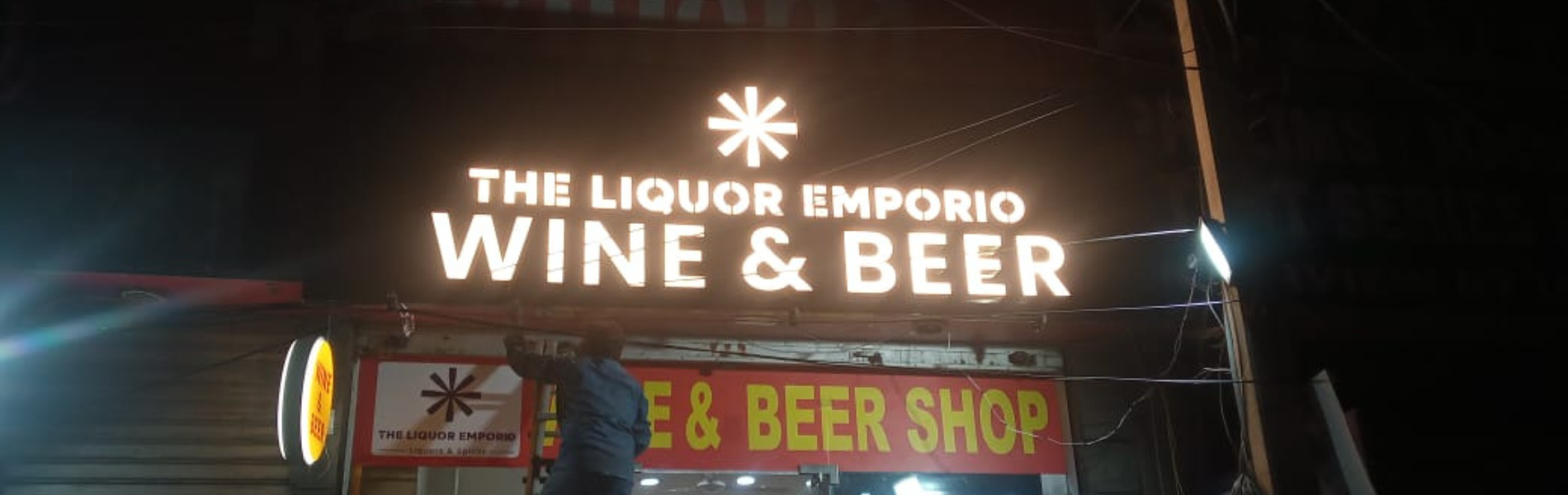 The Liquor Emporio Sector 8 Rohini LED channel letter signage