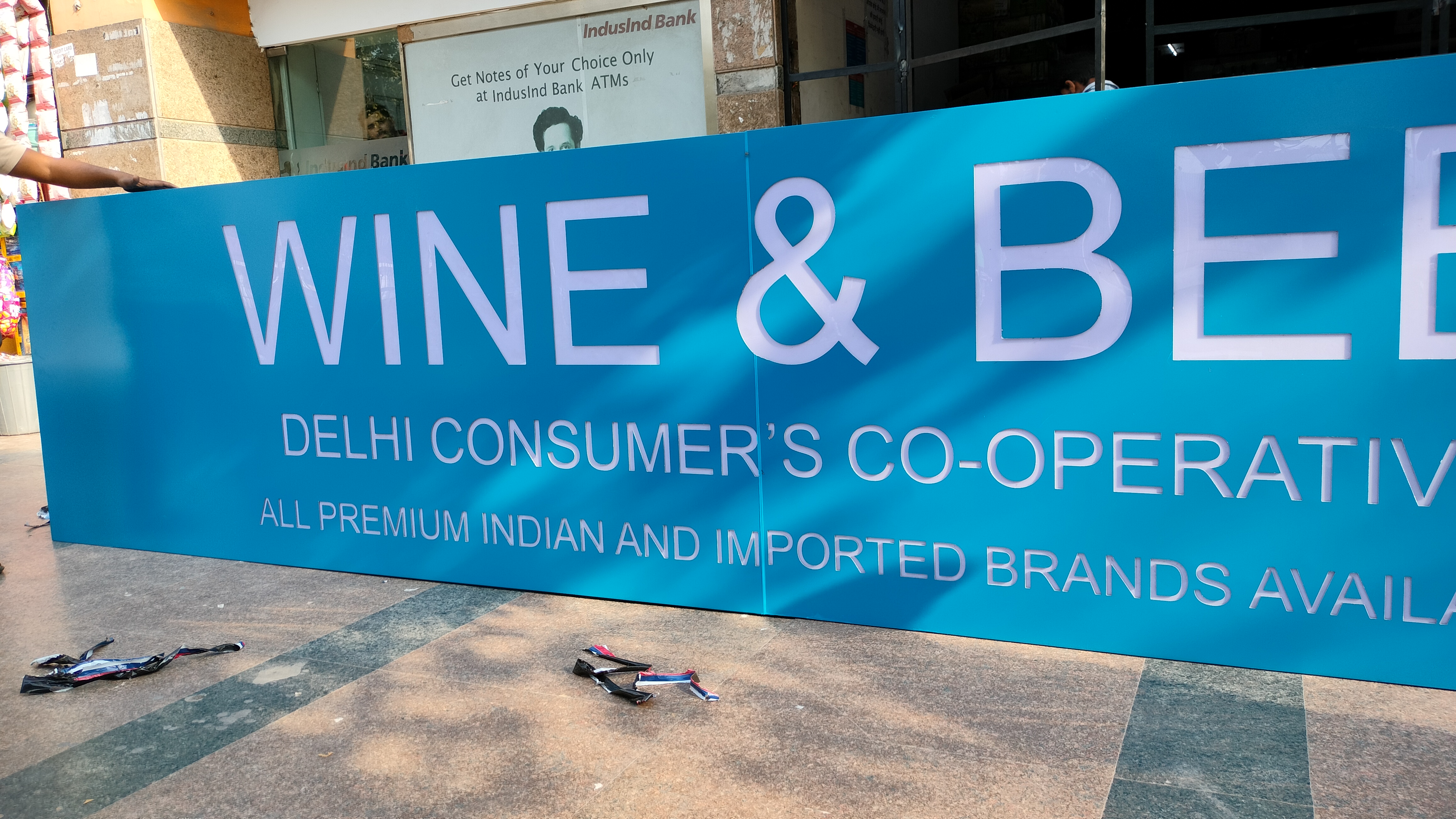 Delhi Government Wine and Beer Shop signage at R G Square Mall