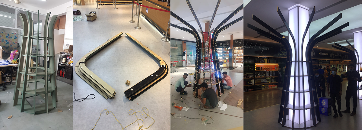 Brand identity wall decor installation