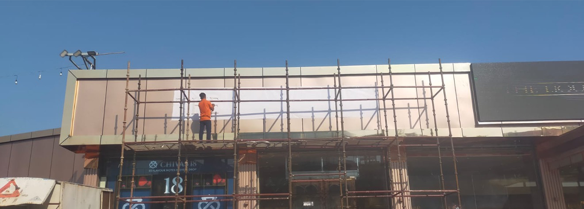 ACP facade with acrylic letters